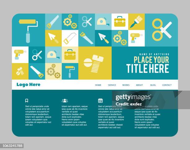 construction tools icons on website design - hammer and chisel stock illustrations