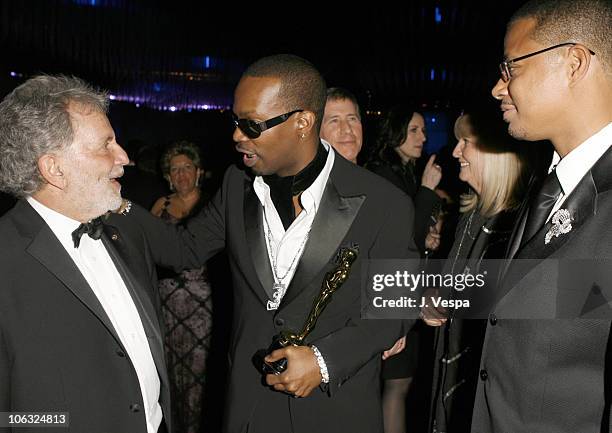 Sid Ganis, President of AMPAS, Jordan Houston of Three 6 Mafia, winner Best Song for "It's Hard Out Here for a Pimp" from "Hustle & Flow", Terrence...