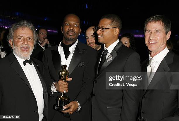 Sid Ganis, President of AMPAS, Jordan Houston of Three 6 Mafia, winner Best Song for "It's Hard Out Here for a Pimp" from "Hustle & Flow", Terrence...