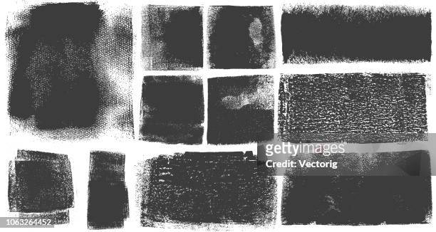 grunge brush stroke paint boxes backgrounds - material stock illustrations