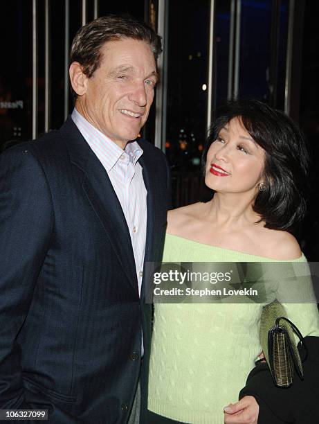 Maury Povitch and Connie Chung during "The Sopranos" Sixth Season Premiere - Inside Arrivals at MoMA in New York City, New York, United States.