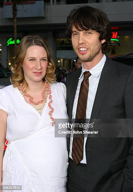 Jon Heder and his wife Kirsten during "Blades of Glory" Los Angeles Premiere - Red Carpet at Mann's Chinese Theater in Hollywood, California, United...