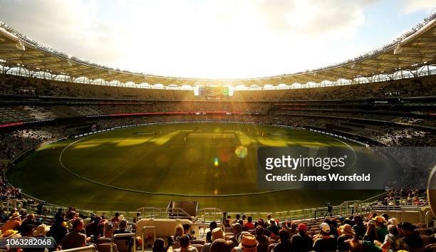 General View of Optus Stadium during game one of the One Day International series between Australia and South Africa at Perth Stadium on November 04,...