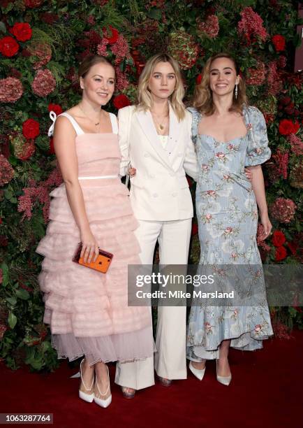 Poppy Jamie, Immy Waterhouse and Suki Waterhouse attend the Evening Standard Theatre Awards 2018 at Theatre Royal on November 18, 2018 in London,...