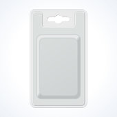 Plastic Transparent Blister With Hang Slot, Product Package. Illustration Isolated On White Background.