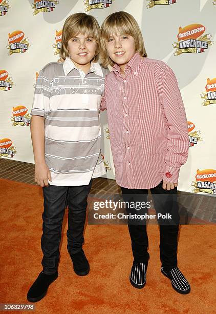 Dylan Sprouse and Cole Sprouse during Nickelodeon's 20th Annual Kids' Choice Awards - Orange Carpet at Pauley Pavilion - UCLA in Westwood,...