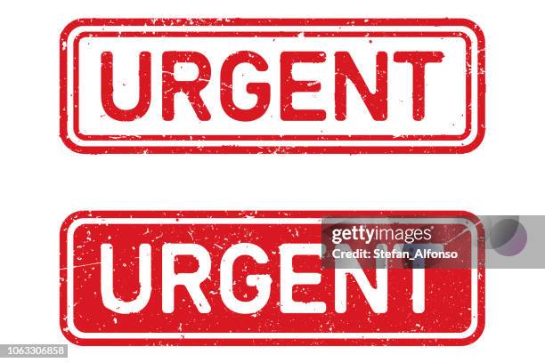 red, grunge, vector stamp shape with word urgent on white background - urgency stock illustrations