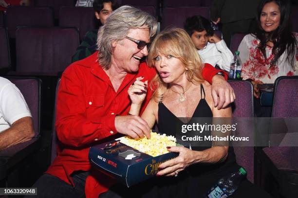 Kurt Russell and Goldie Hawn attend "The Christmas Chronicles" Premiere on November 12, 2018 in Los Angeles, California.