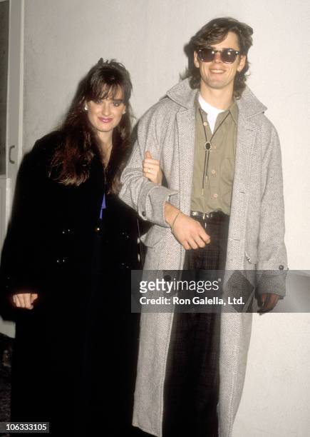 Actress Kyle Richards and actor C. Thomas Howell on January 2, 1986 dine at Spago in West Hollywood, California.
