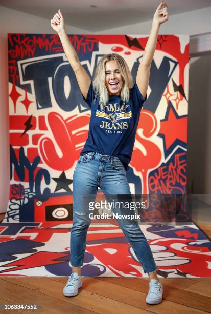 Dara Kristen Hayes, also know as DJ Tigerlily poses at the Tommy Hilfiger pop-up store in Sydney, New South Wales.