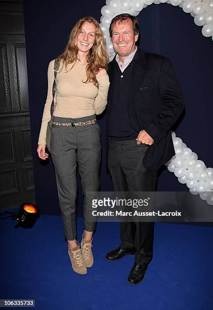 Hubert Auriol and Jenna poses for the premiere of 'Mamma Mia!' - Paris Premiere at Theatre Mogador on October 28, 2010 in Paris, France.