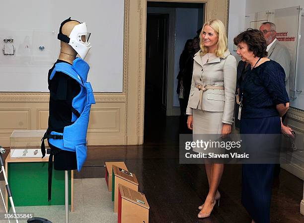 Crown Princess Mette-Marit of Norway visits the Cooper-Hewitt, National Design Museum on October 28, 2010 in New York City.