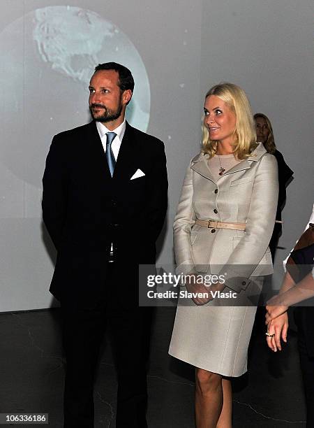 Crown Prince Haakon and Crown Princess Mette-Marit of Norway visit the New Museum on October 28, 2010 in New York City.