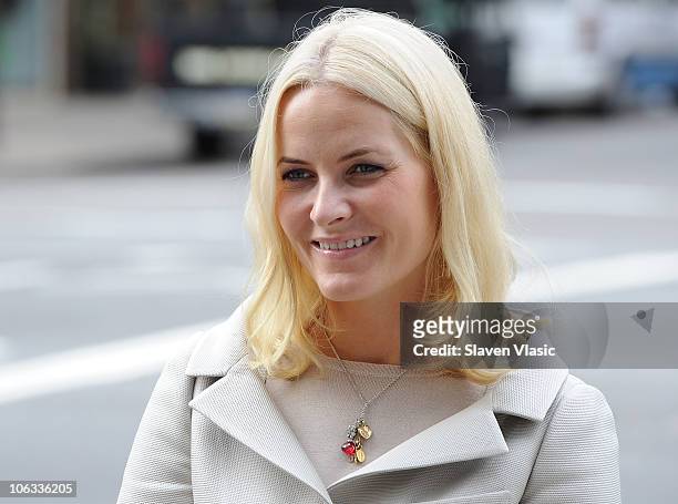 Crown Princess Mette-Marit of Norway visits the New Museum on October 28, 2010 in New York City.