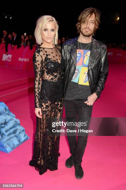 Ana Fernandez and Adrian Roma of Marlon attend the MTV EMAs 2018 at the Bilbao Exhibition Centre on November 04, 2018 in Bilbao, Spain.