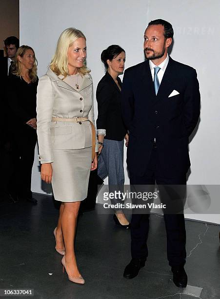 Crown Princess Mette-Marit and Crown Prince Haakon of Norway visit the New Museum on October 28, 2010 in New York City.