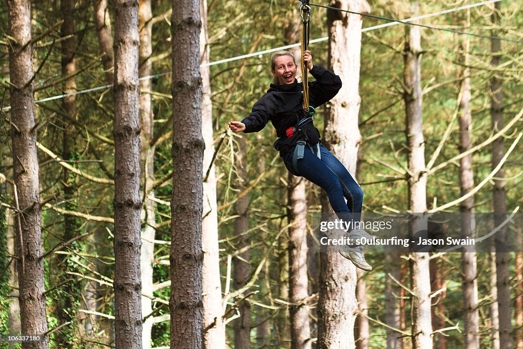 Zip Wire Ride Zip Wire Treetop Adventure Trail High-Res Stock Photo - Getty Images