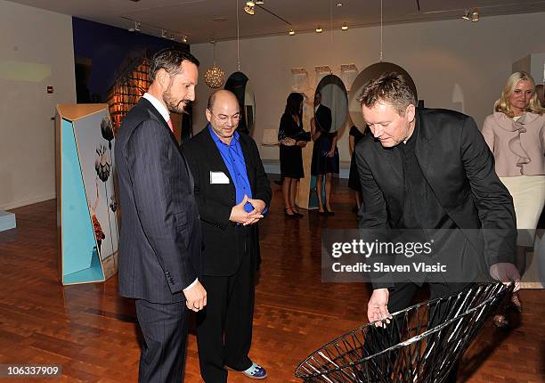 Crown Prince Haakon Of Norway attends the exibition "Nordic Models+Common Ground" at Scandinavia House on October 28, 2010 in New York City.