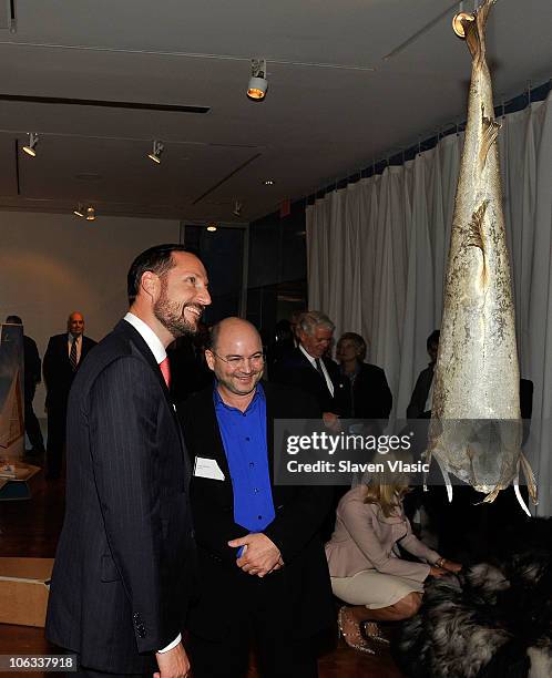 Crown Prince Haakon Of Norway attends the exibition "Nordic Models+Common Ground" at Scandinavia House on October 28, 2010 in New York City.