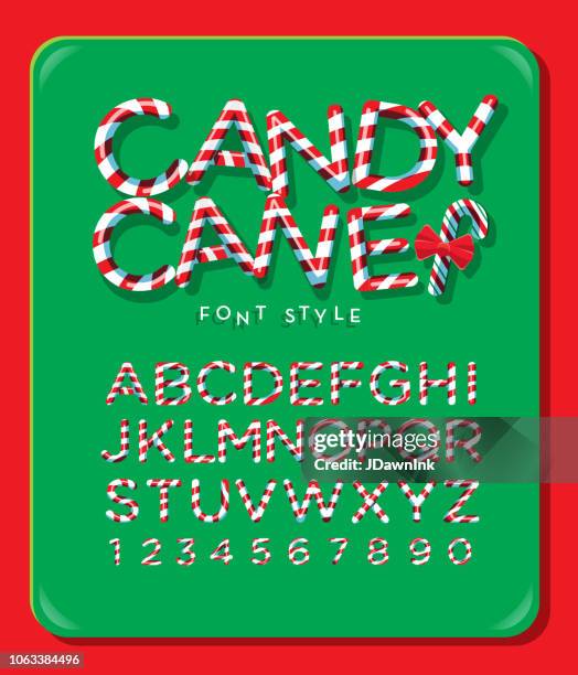 糖果藤條字母表大字字體設計與紅色和白色條紋 - candy cane 幅插畫檔、美工圖案、卡通及圖��標