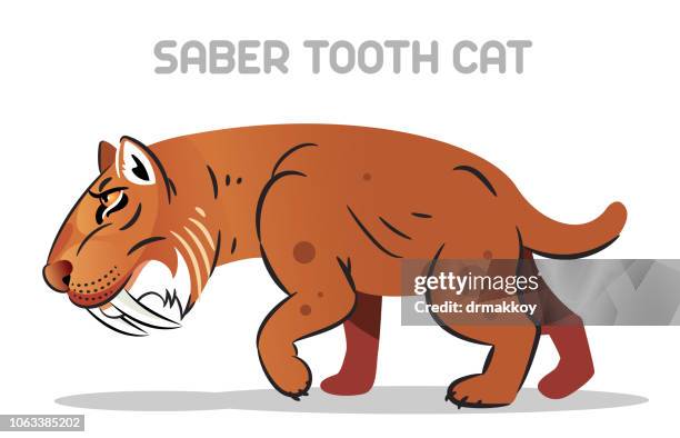 saber tooth cat - pleistocene stock illustrations