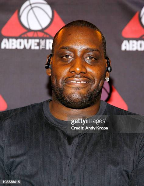 Anthony Mason attends Above The Rim Re-Launches Helping Players Rise Both On And Off The Court at Hudson Hotel on October 28, 2010 in New York City.