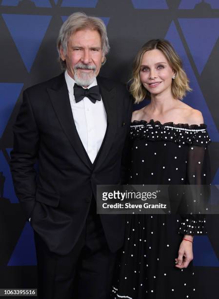 Harrison Ford and Calista Flockhart attend the Academy of Motion Picture Arts and Sciences' 10th annual Governors Awards at The Ray Dolby Ballroom at...