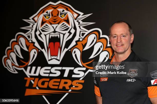 Tigers Head Coach Michael Maguire poses after speaking to the media during a Wests Tigers NRL media opportunity at Concord Oval on November 19, 2018...