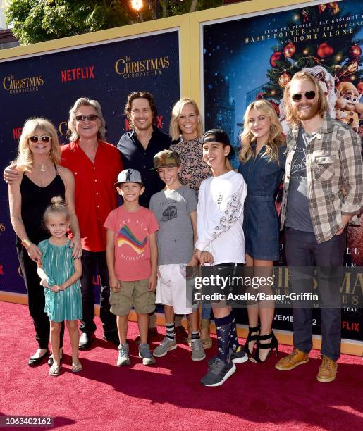 Goldie Hawn, Kurt Russell, Oliver Hudson, Erinn Bartlett, Meredith Hagner, and Wyatt Russell, Rio Hudson, Bodhi Hawn Hudson, and Wilder Brooks Hudson...