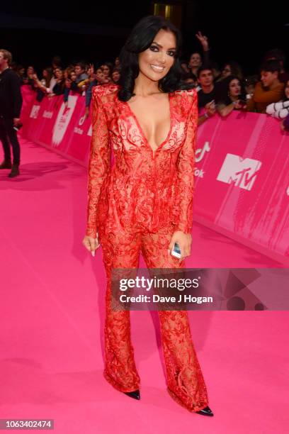 Abbie Holborn attends the MTV EMAs 2018 at the Bilbao Exhibition Centre on November 04, 2018 in Bilbao, Spain.