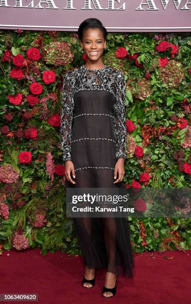Letitia Wright attends the Evening Standard Theatre Awards 2018 at Theatre Royal Drury Lane on November 18, 2018 in London, England.