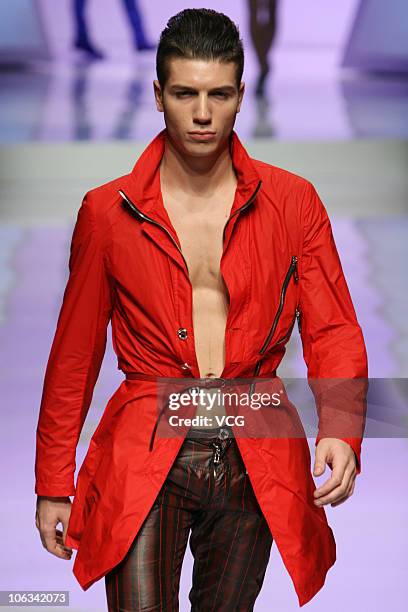 Model walks the runway during LXF collection show on the sixth day of China Fashion Week Spring/Summer 2011 on October 28, 2010 in Beijing, China.