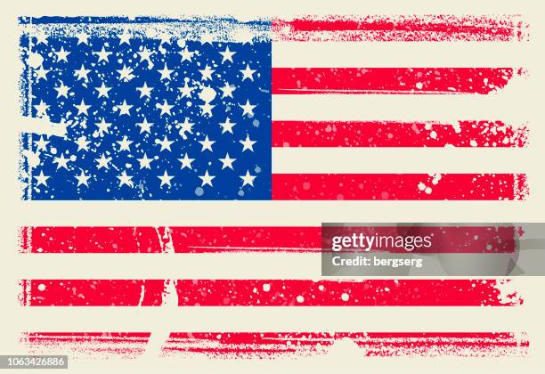 usa flag. vector illustration with grunge frame - brushing stock illustrations