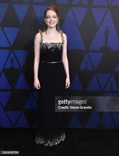 Emma Stone arrives at the Academy Of Motion Picture Arts And Sciences' 10th Annual Governors Awards at The Ray Dolby Ballroom at Hollywood & Highland...