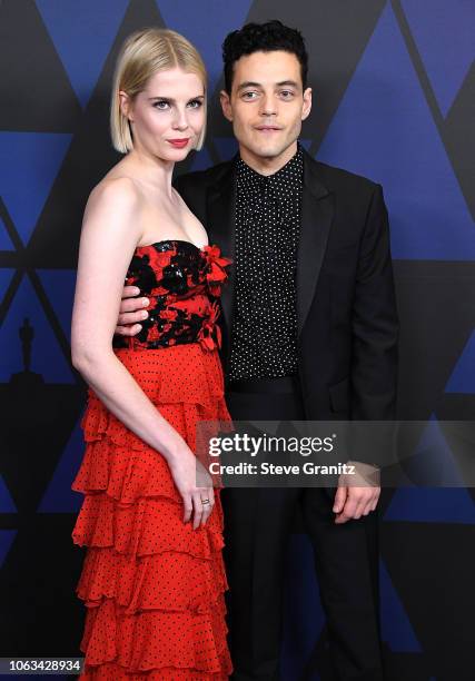 Lucy Boynton, Rami Malek arrives at the Academy Of Motion Picture Arts And Sciences' 10th Annual Governors Awards at The Ray Dolby Ballroom at...