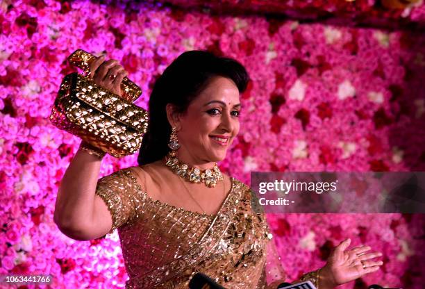 Indian Bollywood actress and politician Hema Malini attends the Lux Golden Rose Awards ceremony in Mumbai on November 18, 2018.