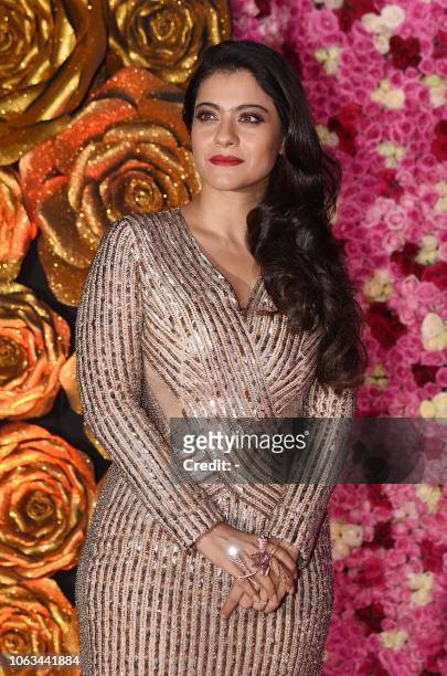 Indian Bollywood actress Kajol Devgn attends the Lux Golden Rose Awards ceremony in Mumbai on November 18, 2018.