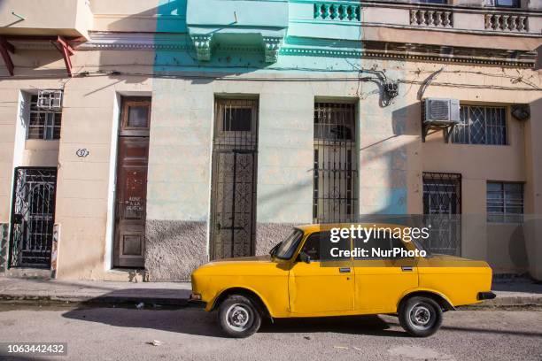 Old but very well preserved American cars in Havana, Cuba. After 1959 Fidel Castro banned imports of foreign cars. The result was to keep and...