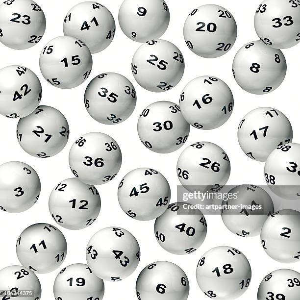 falling lottery balls on white background - loto photos et images de collection