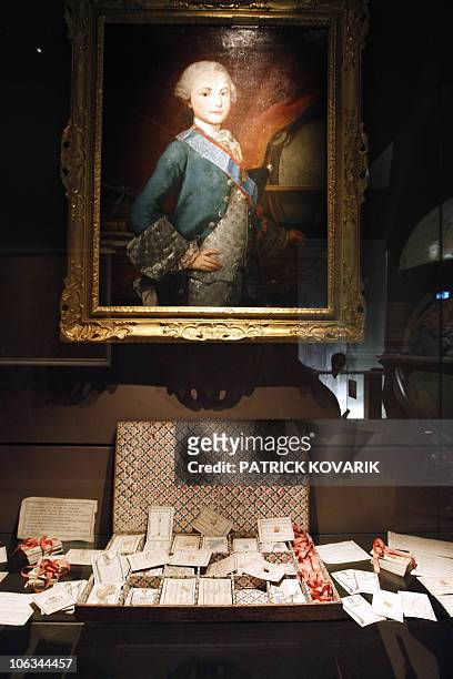 Geography quizz game is is displayed under a portrait of Louis Stanislas Xavier de France, the future Louis XVIII as part of the exhibition "Science...