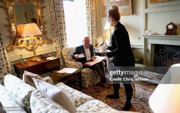 Prince Charles, Prince of Wales works in his private sitting-room at Dumfries House on May 3, 2018 in Dumfries, Scotland. .