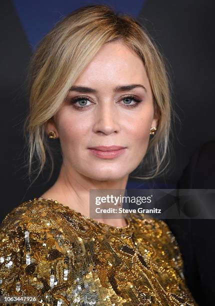 Emily Blunt arrives at the Academy Of Motion Picture Arts And Sciences' 10th Annual Governors Awards at The Ray Dolby Ballroom at Hollywood &...