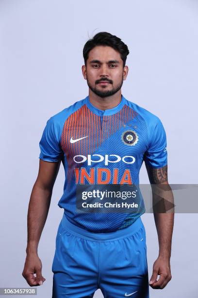 Manish Pandey poses during the India Twenty20 International headshots session at the Brisbane Sofitel on November 19, 2018 in Brisbane, Australia.