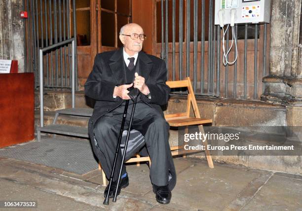 Montserrat Caballe's widower Bernabe Marti attends the funeral for the soprano Montserrat Caballe, who died aged 85, at Barcelona Cathedral on...