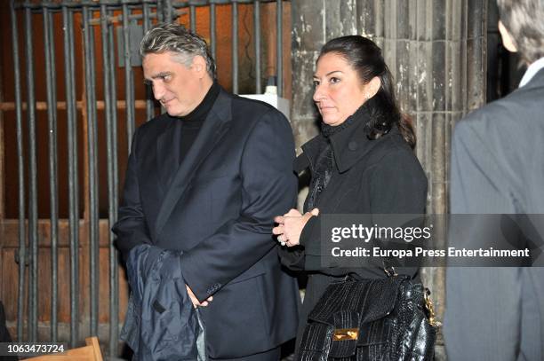 Montserrat Caballe's son Bernabe Marti jr and daughter Montserrat Marti attend the funeral for the soprano Montserrat Caballe, who died aged 85, at...