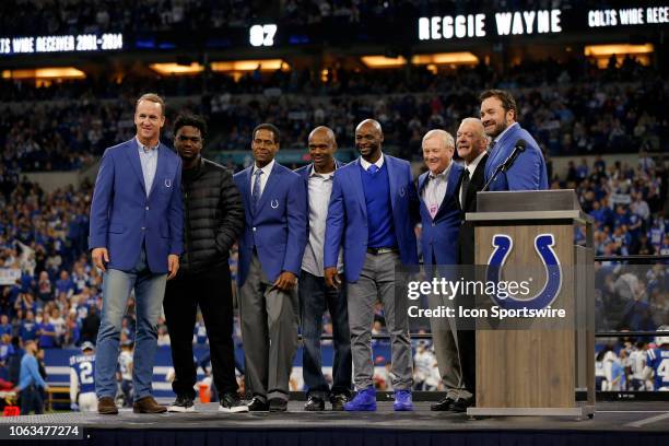 Ring of Honor members, Peyton Manning, Edgerrin James, Bill Brooks, Marvin Harrison, Reggie Wayne, Bill Polian, Owner Jim Irsay and Jeff Saturday...