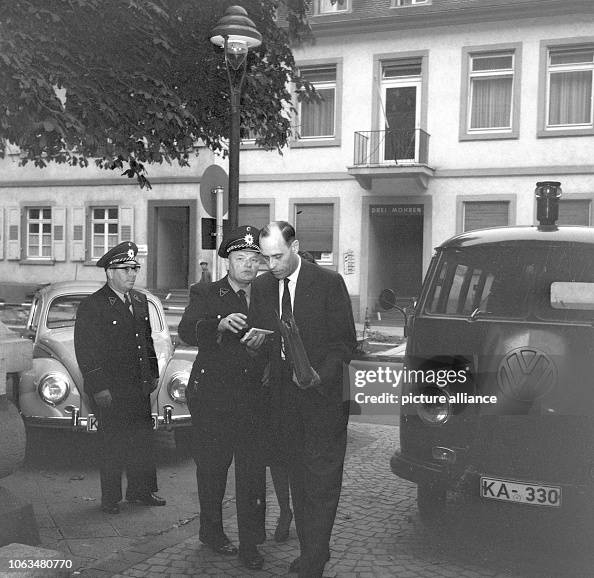 The accused former SSObersturmbannführer Erich Ehrlinger is taken