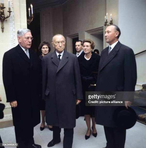 Former German chancellor Konrad Adenauer , Federal minister Heinrich Krone and Adenauer's son Max Adenauer , as well as Adenauer's daughter Lotte...