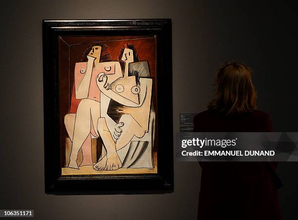 "Homme et Femme" by Pablo Picasso is on display during a press preview of Sotheby's Impressionist and Modern Art autumn sale in New York, October 29,...