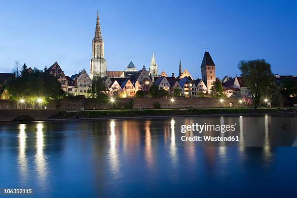 germany, ulm, view of city with danube river in foreground - ulm stock pictures, royalty-free photos & images